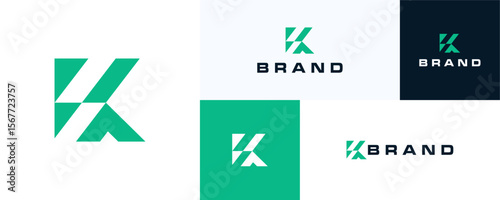Letter K modern geometric monogram style, Logo icon design vector illustration, Simple symbol initial alphabet sign with negative space concept for financial, consulting and brand identity business