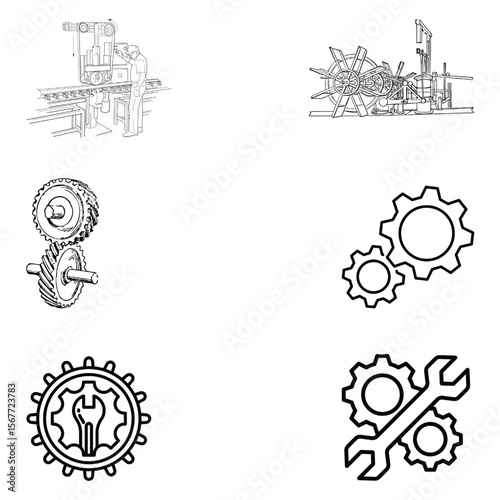maintenance, mechanical engineering, gear process, man operating polishing machine, 