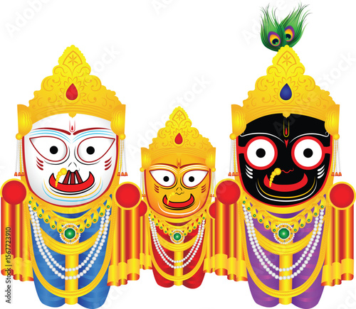 Lord Jagannath Subhadra Balabhadra Vector Illustration  (Royalty Free)