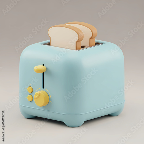 Delightful Pastel Blue Toaster with Golden Toast A Kitchen Essential