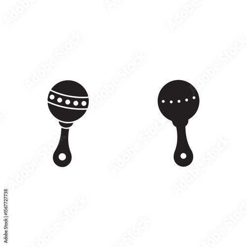 Baby rattle vector icon set black filled and outlined style
