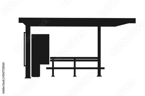 Office Desk and Chair Silhouette Vector Illustration Isolated on White