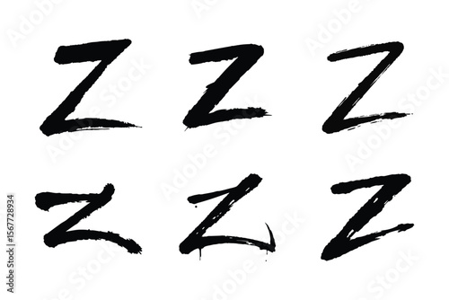 Vector Illustration of Z Letters Symbol Silhouette Set