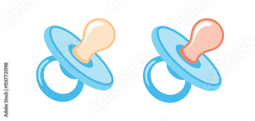 Two Baby Pacifiers Boy and Girl Colors Illustration