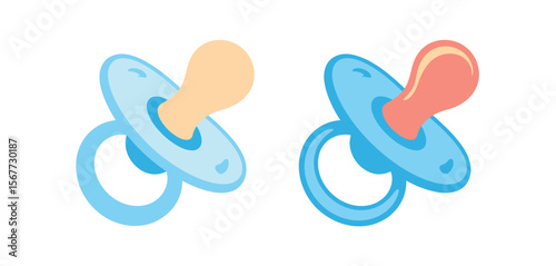 Two Baby Pacifiers Blue and Pink Illustration