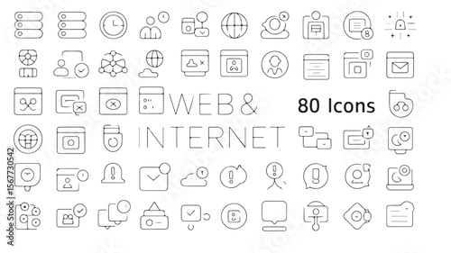 Alphabet and number web icon set for business design, a simple vector illustration collection