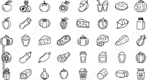 Set of vector icons for food and drink
