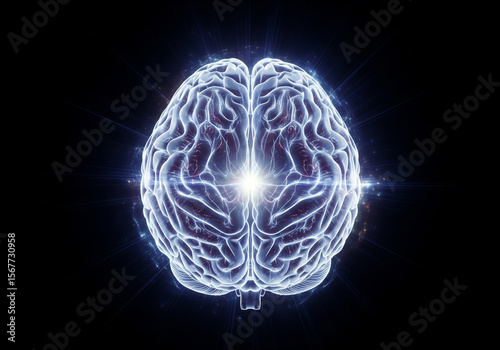 Illuminated Brain Symbolizing Mind Power
