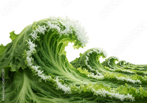 Waves of fresh green lettuce with white foam