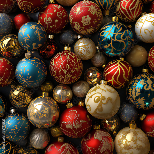 Seamless vintage Christmas balls pattern Background 