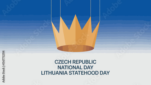Czech Republic National Day and Lithuania Statehood Day Celebration Poster with Crown Icon