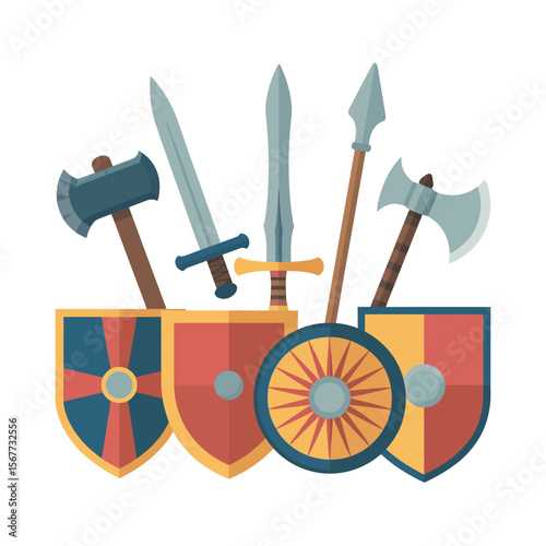 Medieval Weapons and Shields Illustration