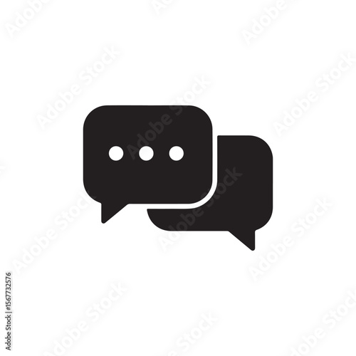 Live Chat Dialog, Speech Bubbles Discussion Solid Flat Vector Icon Isolated on White Background
