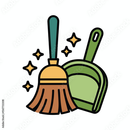Broom and Dustpan for Cleaning