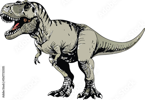 Illustration of a Tyrannosaurus Rex with an Open Mouth on White
