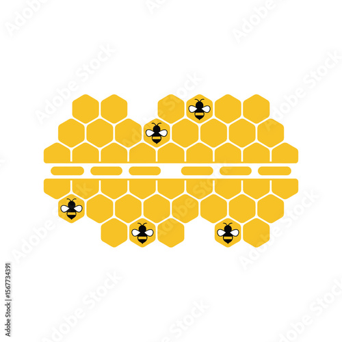 Honeycomb Pattern with Bees