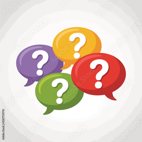 Four Colorful Question Mark Speech Bubbles