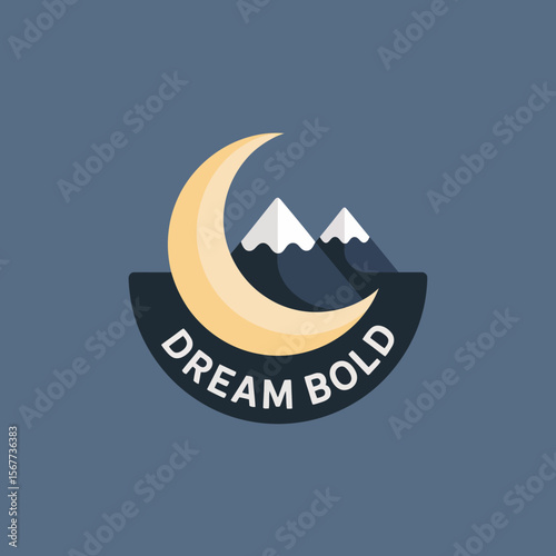 Dream bold logo design with moon and mountain vector illustration graphic design for inspiration vector artwork on transparent background