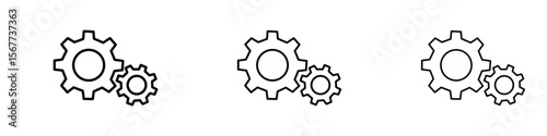 Gears icons vector pack.Settings gear icon Thin line illustration set vector
