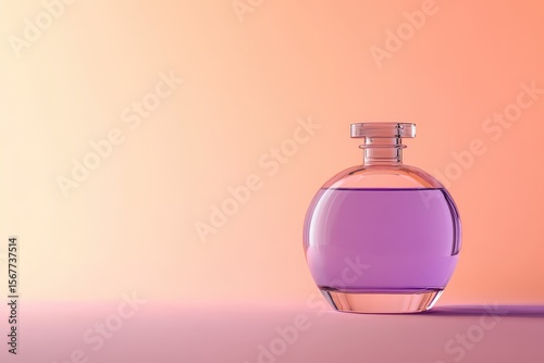 Spherical glass bottle with purple liquid.