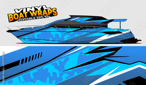 Graphic boat vinyl wrap sticker design