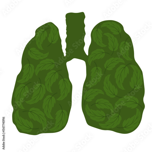 Abstract silhouette lungs on a white background. vector. Trees are the lungs of the planet. Air purification. Ecological concept. Tree branch. Healthy lung.