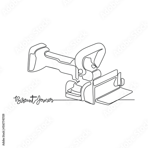 Wallpaper Mural One continuous line drawing of Workshop tools vector illustration. Biscuit Joiner design concept in simple linear continuous line. Great design for tools equipment presentation and educational purpose Torontodigital.ca