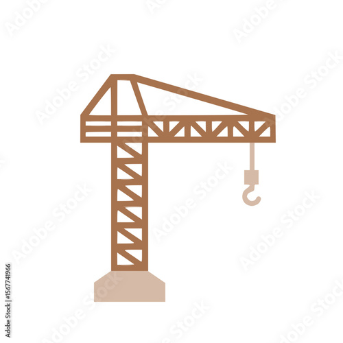 Construction crane vector illustration for building site.
