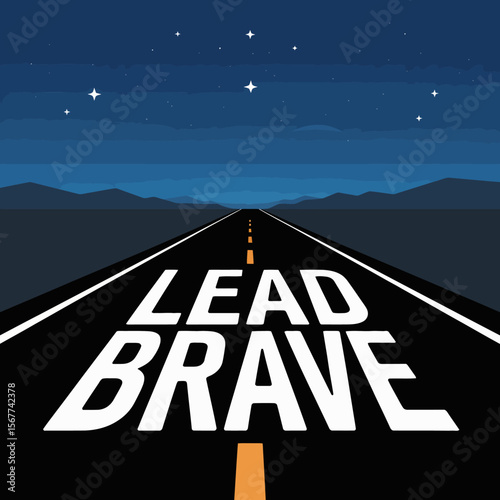 Lead brave road illustration for leadership motivation and success in business and life journey ahead vector artwork on transparent background