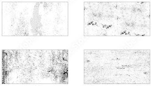 Grunge overlay textures with dust grain isolated on white background. Distressed vintage banner frame.