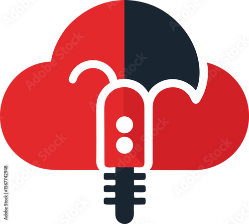 cloud with zipper creative logo icon on white back.eps