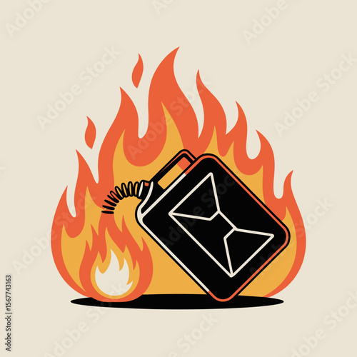 Burning fuel can illustration vector graphic design for energy crisis and danger concept image art vector artwork on transparent background