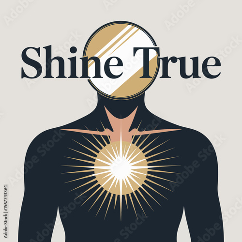 Shine true self love and acceptance illustration for mental health awareness and wellbeing design vector artwork on transparent background