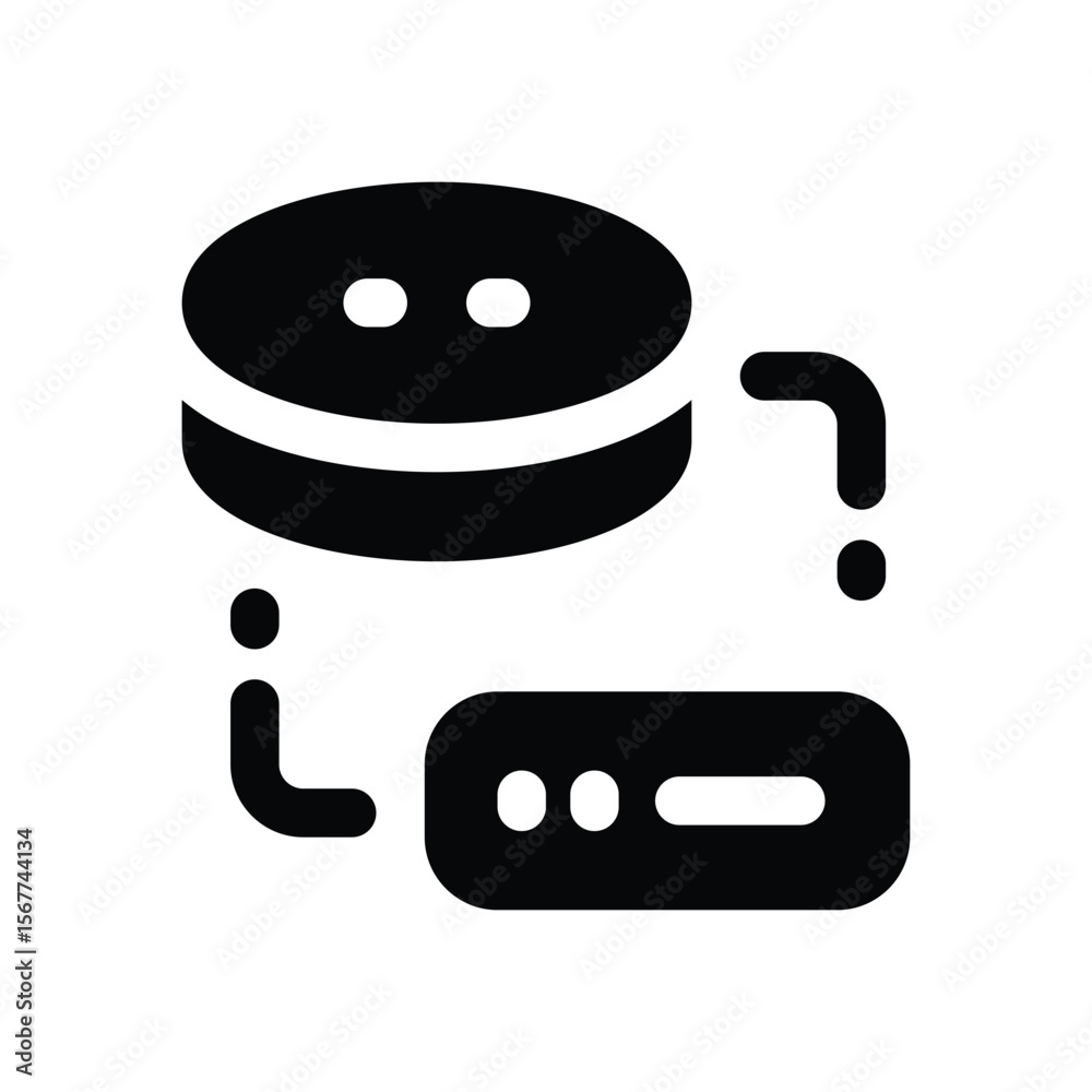 data migration glyph icon. Strong and solid vector icon for websites, mobile interfaces, presentations, and visual branding. High quality and easy to edit.