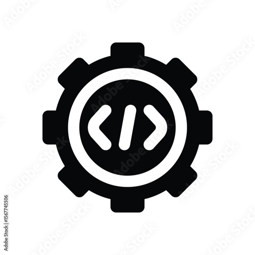 setting code glyph icon. Strong and solid vector icon for websites, mobile interfaces, presentations, and visual branding. High quality and easy to edit.