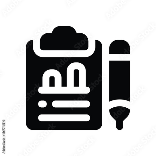 notebook glyph icon. Strong and solid vector icon for websites, mobile interfaces, presentations, and visual branding. High quality and easy to edit.