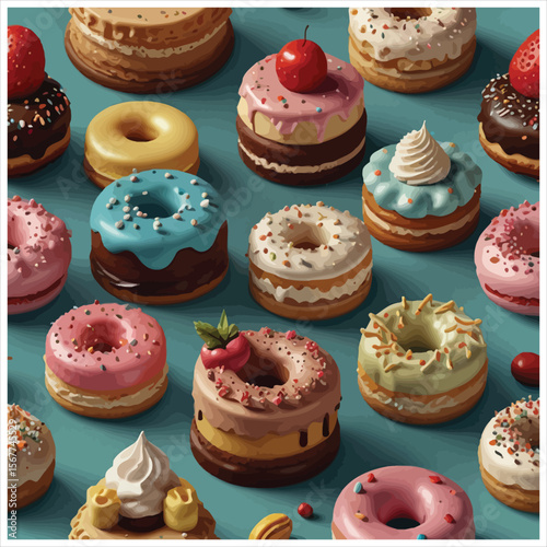 A colorful assortment of delicious donuts with various toppings and frostings