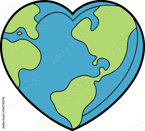 Heart globe illustration, love earth concept, environmental awareness, eco friendly design, world nature day, conservation vector
