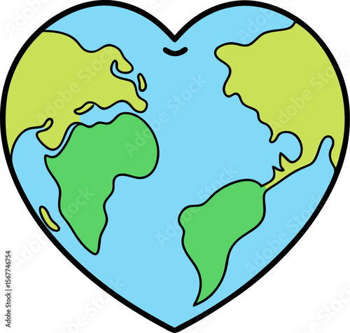 Heart earth icon, global love, environmental awareness, eco friendly design, world nature day, conservation vector, planet care