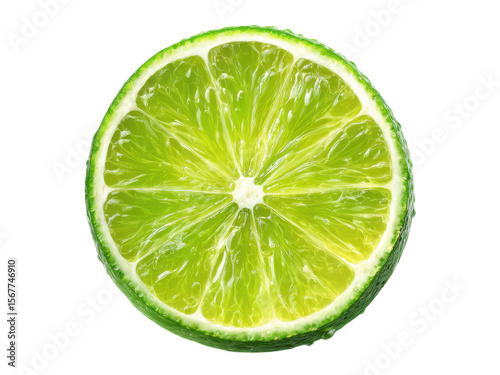 Juicy green lime slice with water droplets on black background citrus fruit, Isolated, Transparent Png