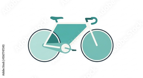 Minimalist Teal Bicycle Illustration On A White Background With Modern Design