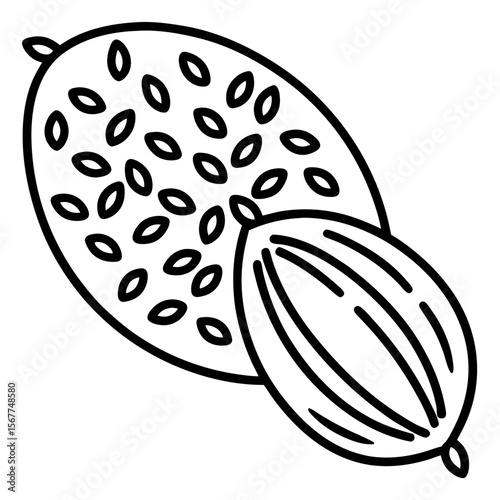 Chia seeds line art vector