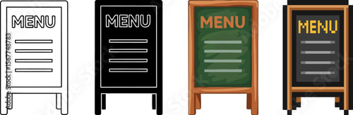 Restaurant Menu Board Set - Icon, Vector, Illustration