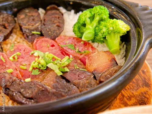 Sausage Clay Pot Rice,  Chinese Sausage Claypot Rice