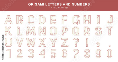 Origami letters and numbers - filled font set