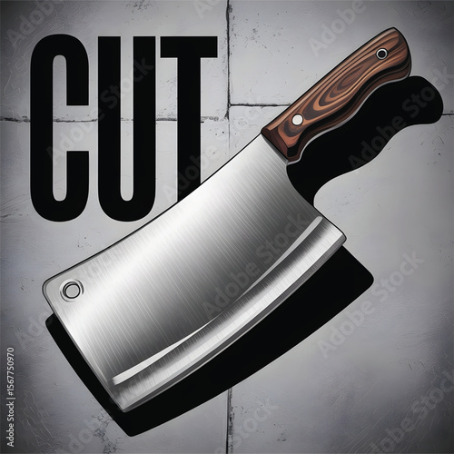 Stainless Steel Cleaver with Bold Cut Text Design