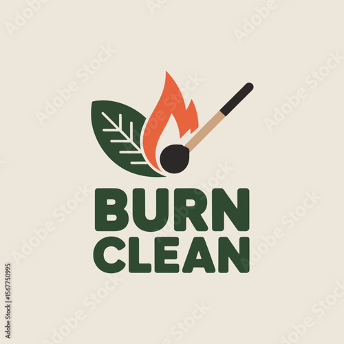 Eco friendly concept with a leaf and a burning matchstick symbolizing clean energy and sustainable practices