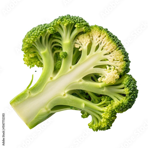 A green Broccoli Cut Piece on white background