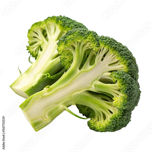 A green Broccoli Cut Piece on white background