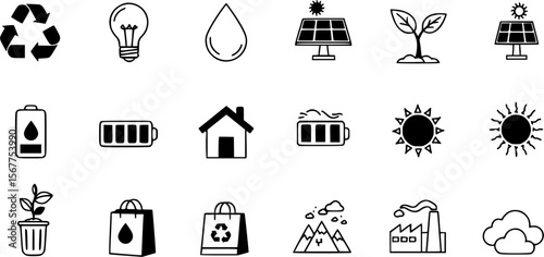 Set of vector icons related to nature, recycle and environment.